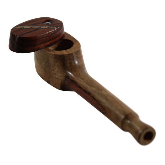#Z4 "THE MILL" 3.5" WOODEN PIPE WITH SWIVEL LID