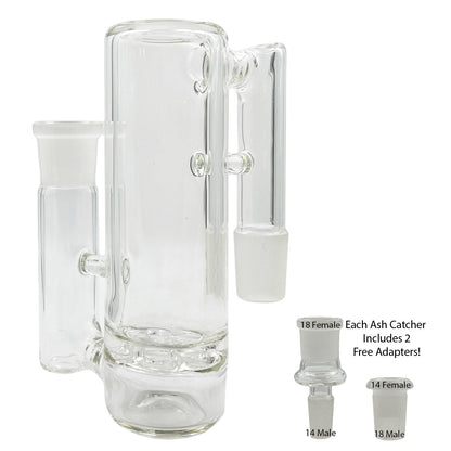 14mm & 18mm Dual-Joint XL Ash Catchers w/ 2 FREE Adapters! [AC-18]
