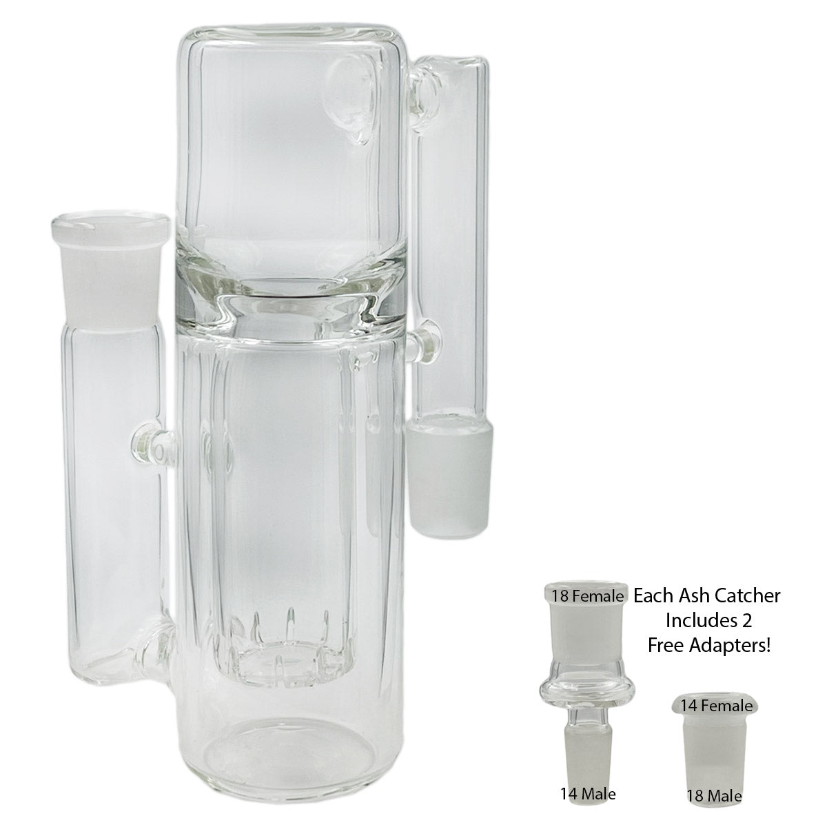 14mm & 18mm Dual-Joint XL Ash Catchers w/ 2 FREE Adapters! [AC-18]