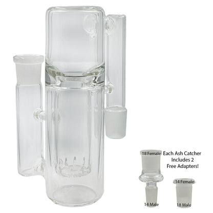 14mm & 18mm Dual-Joint XL Ash Catchers w/ 2 FREE Adapters! [AC-18]