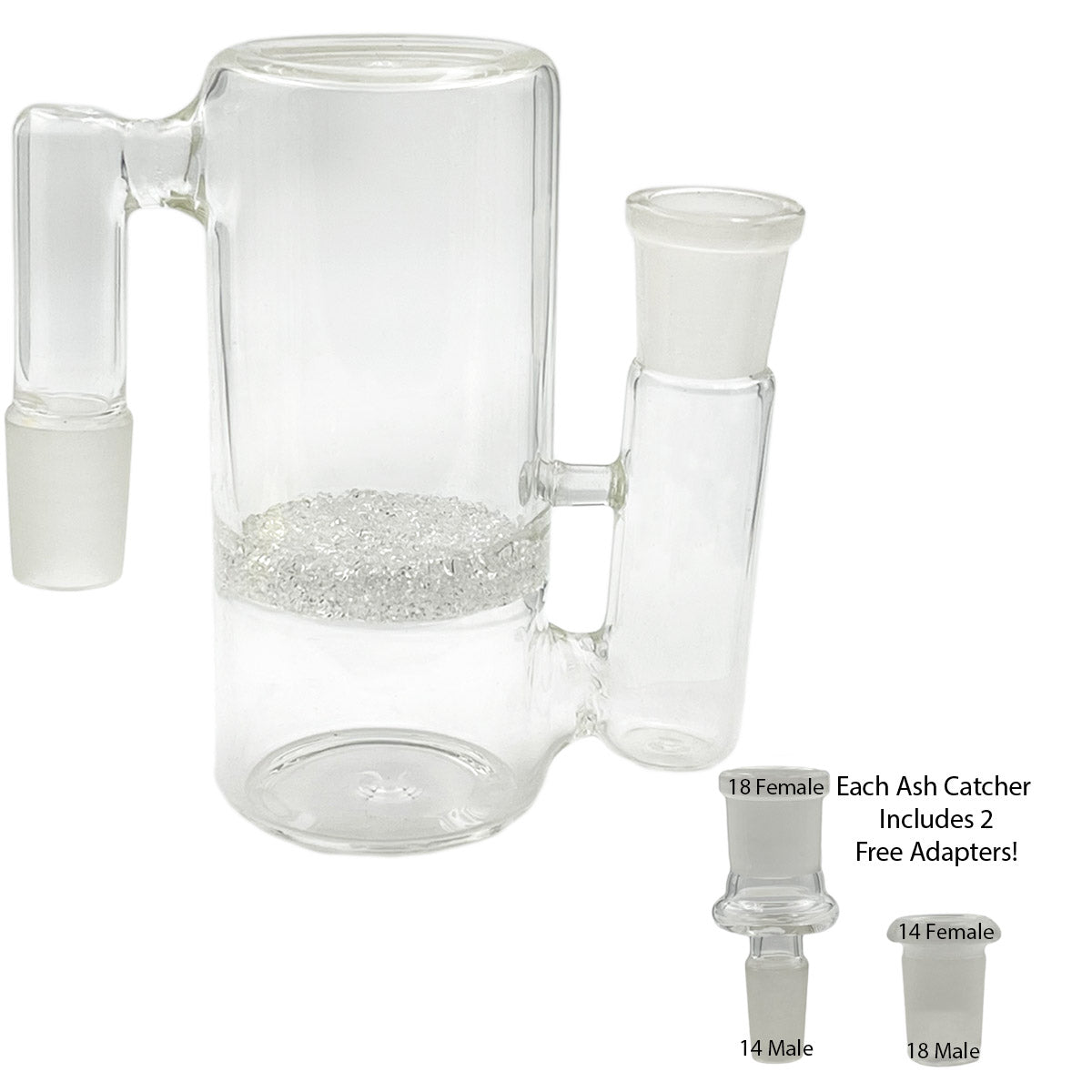 14mm & 18mm Dual-Joint XL Ash Catchers w/ 2 FREE Adapters! [AC-18]