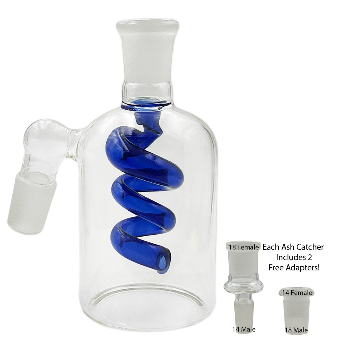 14mm & 18mm Dual-Joint XL Ash Catchers w/ 2 FREE Adapters! [AC-18]