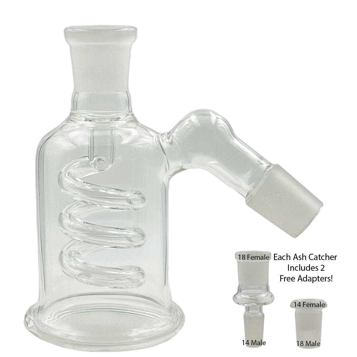 14mm & 18mm Dual-Joint XL Ash Catchers w/ 2 FREE Adapters! [AC-18]