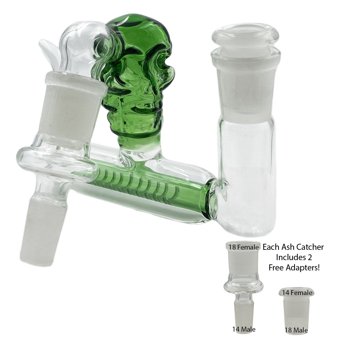 14mm & 18mm Dual-Joint XL Ash Catchers w/ 2 FREE Adapters! [AC-18]