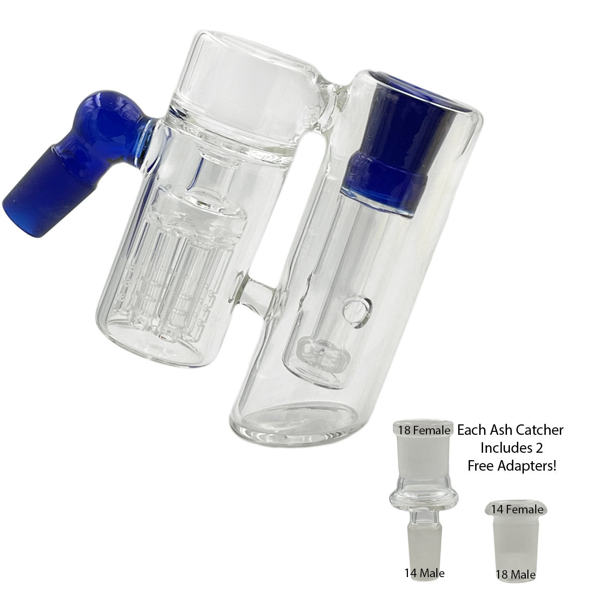 14mm & 18mm Dual-Joint XL Ash Catchers w/ 2 FREE Adapters! [AC-18]
