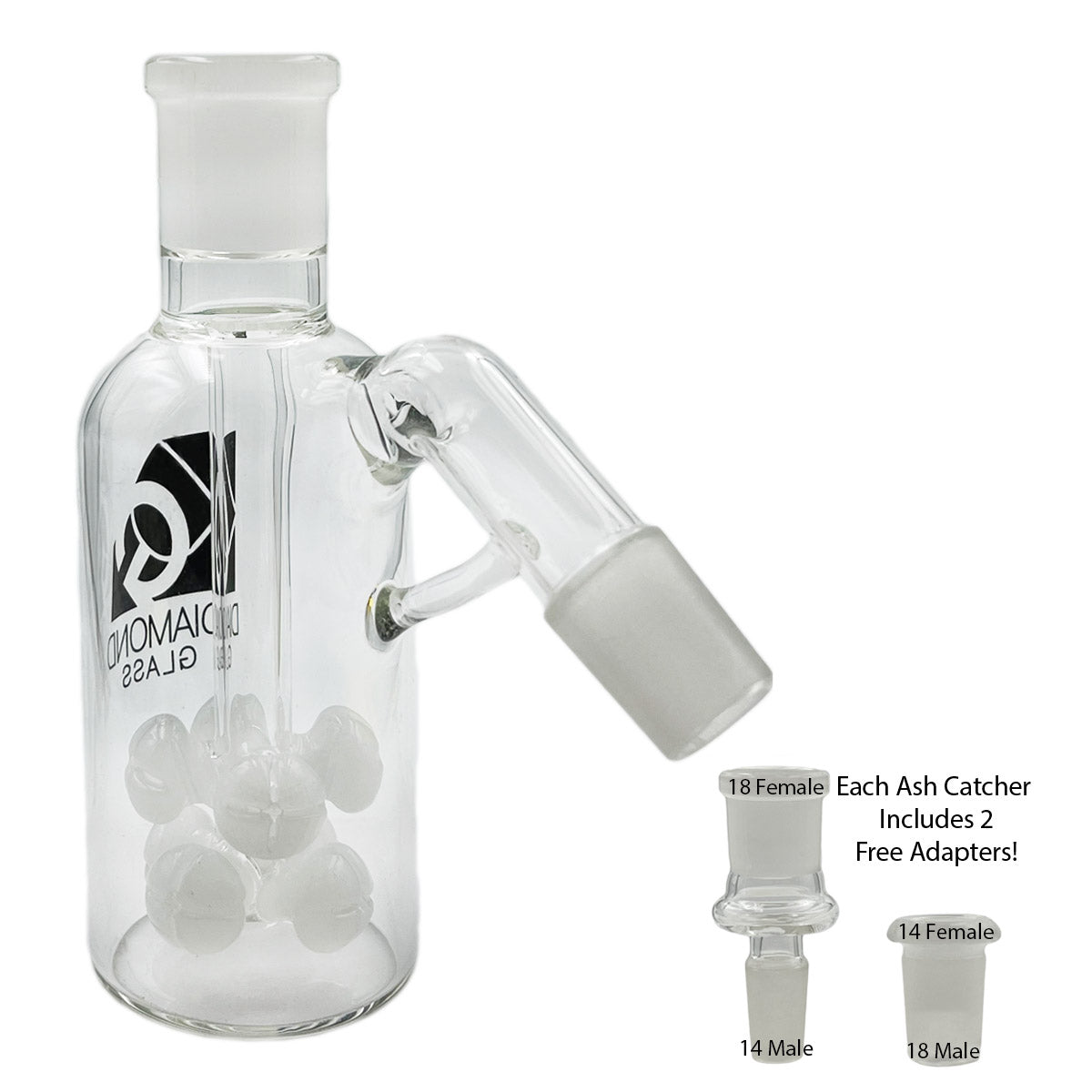 14mm & 18mm Dual-Joint XL Ash Catchers w/ 2 FREE Adapters! [AC-18]