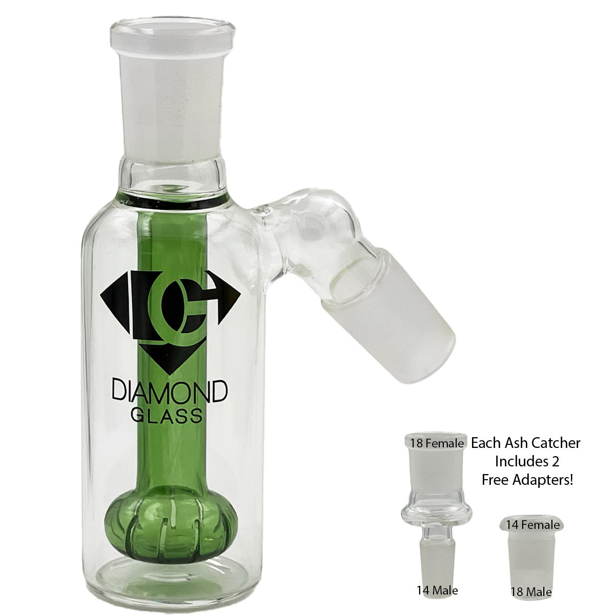 14mm & 18mm Dual-Joint XL Ash Catchers w/ 2 FREE Adapters! [AC-18]