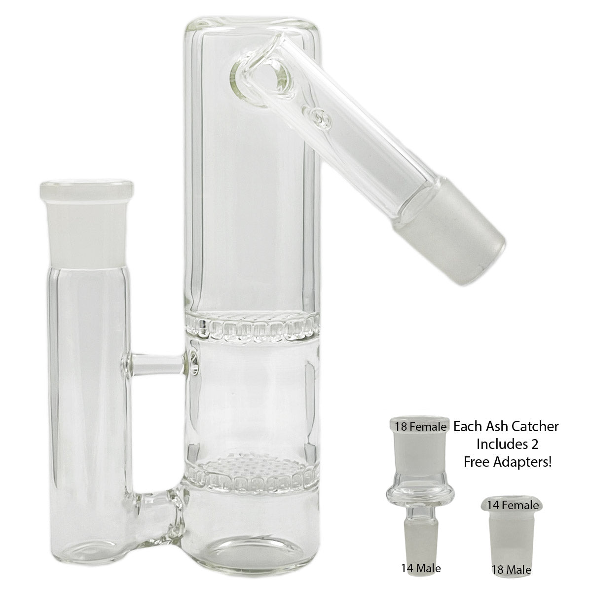 14mm & 18mm Dual-Joint XL Ash Catchers w/ 2 FREE Adapters! [AC-18]