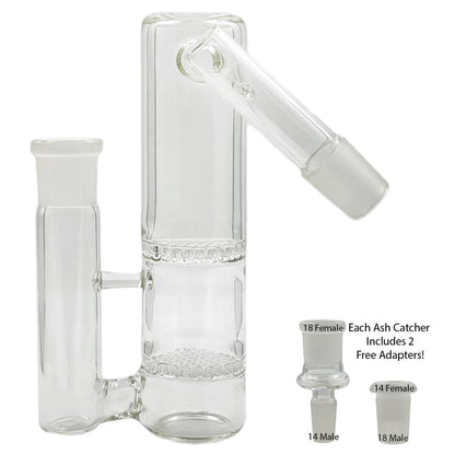 14mm & 18mm Dual-Joint XL Ash Catchers w/ 2 FREE Adapters! [AC-18]