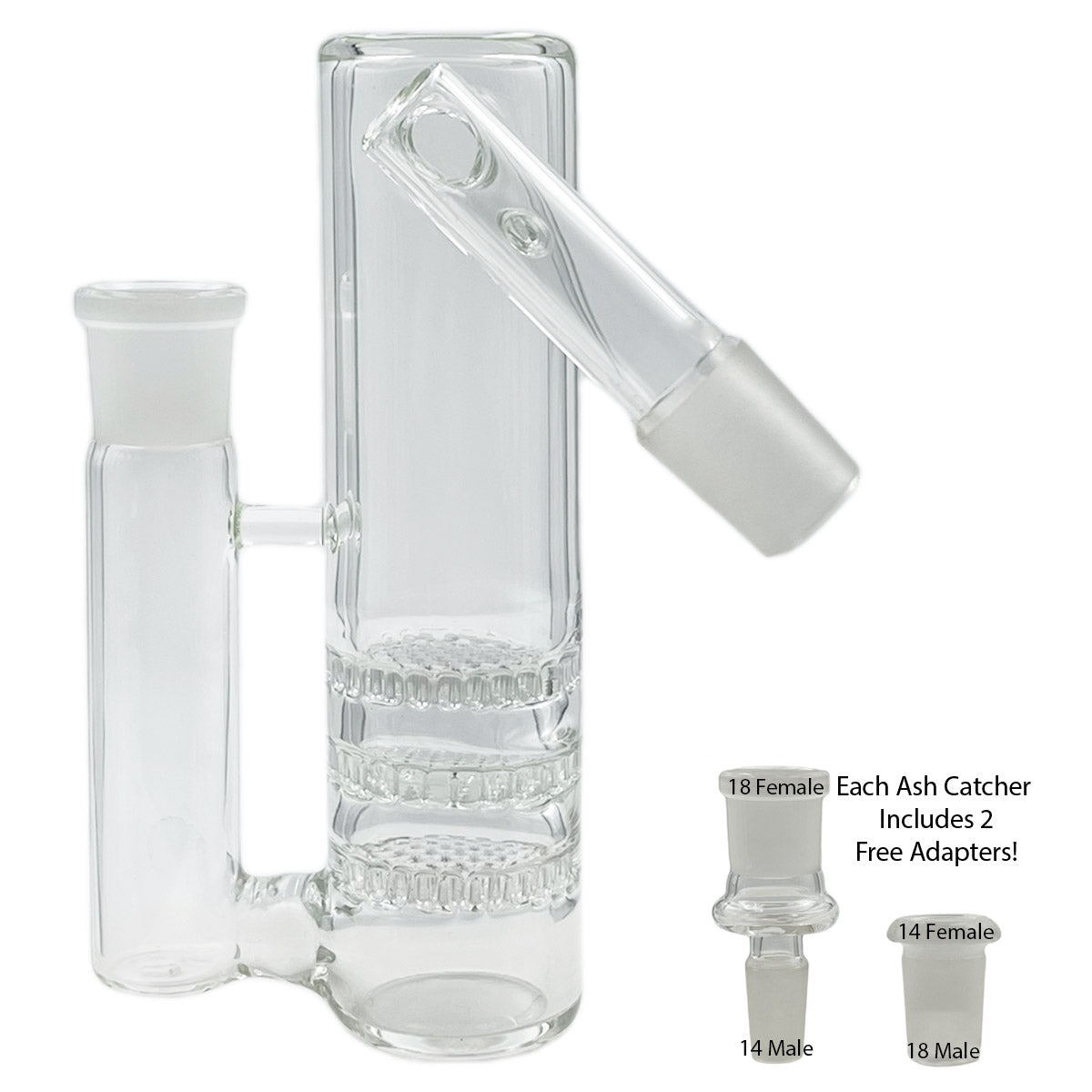 14mm & 18mm Dual-Joint XL Ash Catchers w/ 2 FREE Adapters! [AC-18]