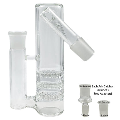 14mm & 18mm Dual-Joint XL Ash Catchers w/ 2 FREE Adapters! [AC-18]