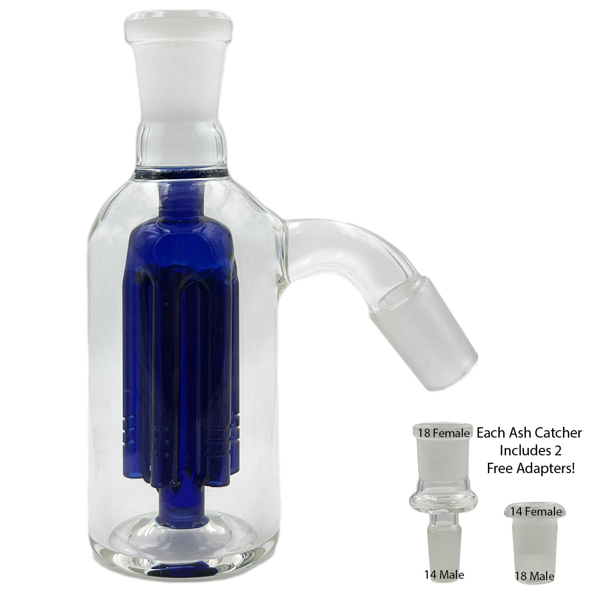 14mm & 18mm Dual-Joint XL Ash Catchers w/ 2 FREE Adapters! [AC-18]