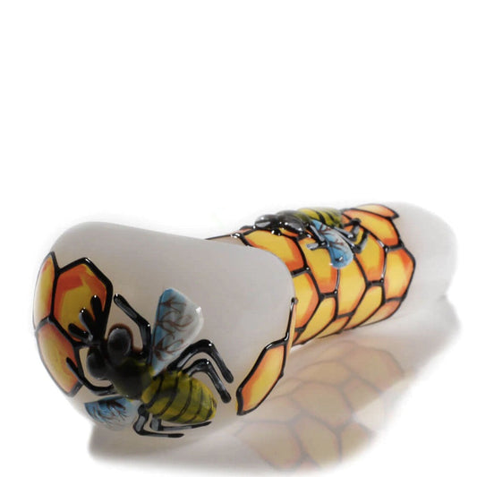5” & 5.5" Hand Painted Glass Honeybee Spoon Hand Pipes [HP-G-115A & HP-G-115B]
