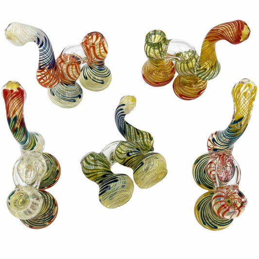 5.5" Inside Out Glass Double Bubbler - Assorted Colors [BUB-G-D1]