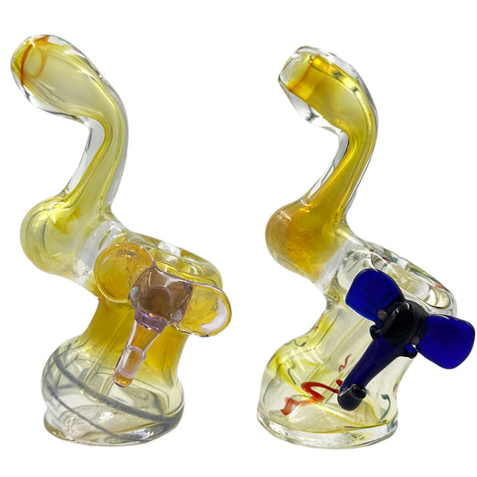 4.5"-6.5" Mad Hatter Fumed Glass Sherlock & Hammer Bub's w/ Elephants [BUB-G-23]