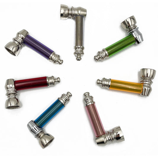 2.75" Basic Cheap Metal Hand Pipe - Nickel - Assorted Colors [HP-M-CA99]