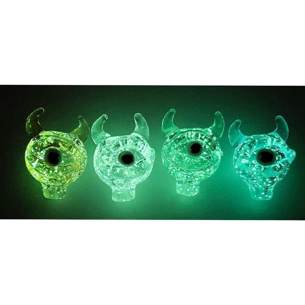 30mm Glow in the Dark Glass Horned Cyclops Bubble Carb Cap - Assorted Colors [CC-G-64]