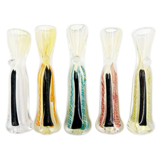 3.25" - 3.5” Glass Chillum with Dichro Strip - Assorted Colors [CLM-G-14]