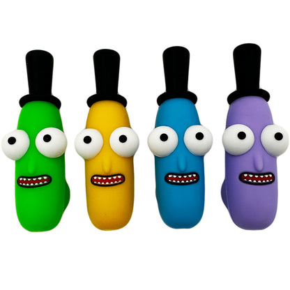 4" Silicone Mr. Crazy Guys Cartoon Pipe w/ Glass Bowl - Assorted Colors [HP-S-132]