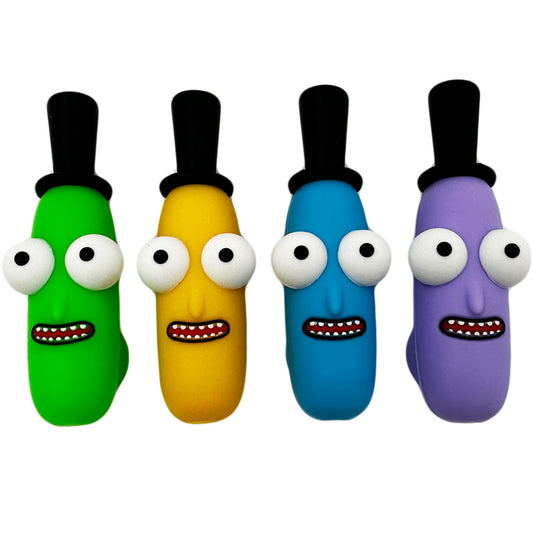 4" Silicone Mr. Crazy Guys Cartoon Pipe w/ Glass Bowl - Assorted Colors [HP-S-132]