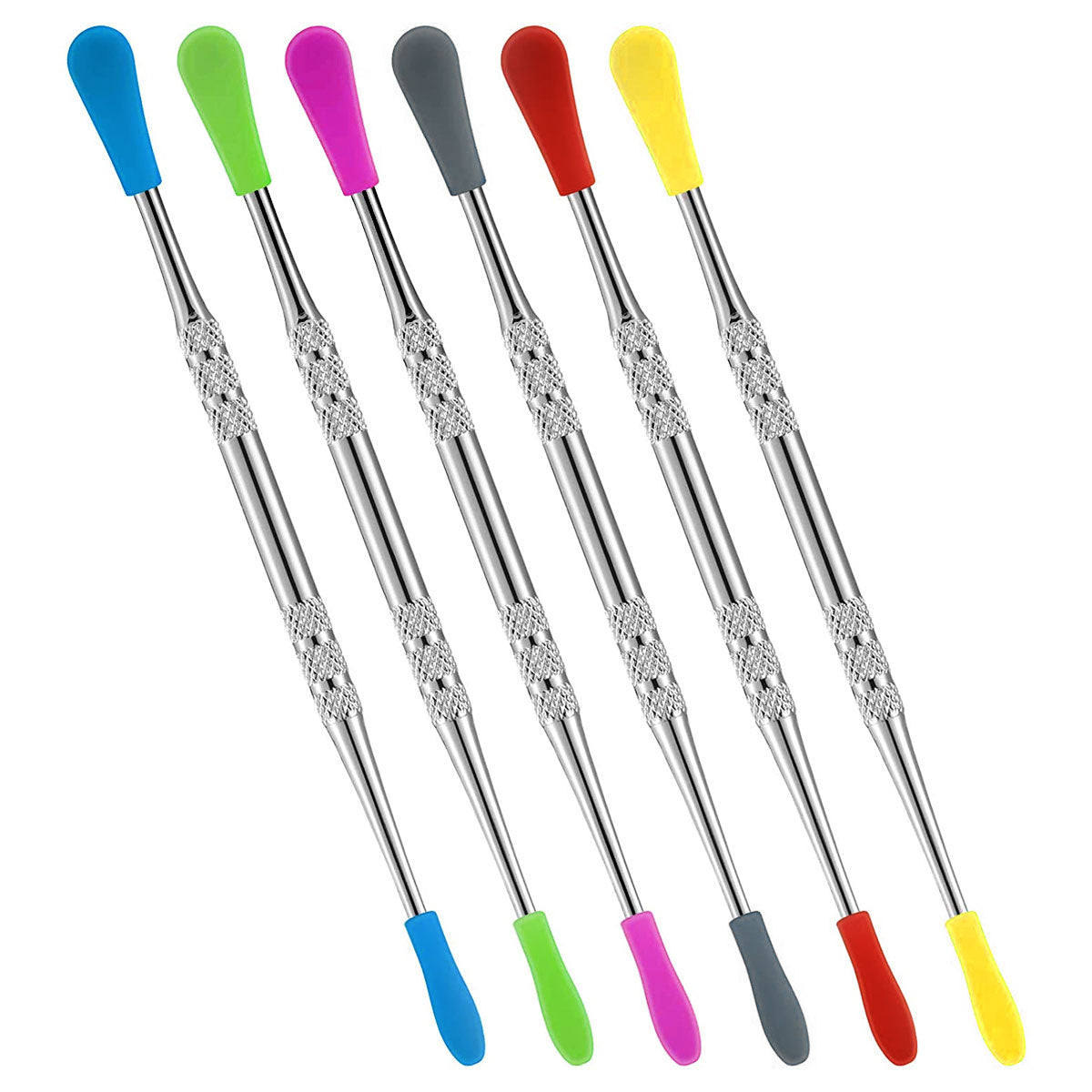 5" Metal Dab Tool w/ Silicone Tip Covers - Assorted Colors [DAB-M-12]