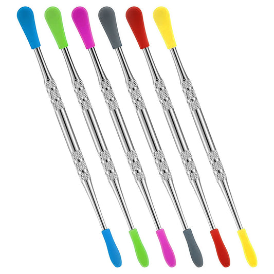 5" Metal Dab Tool w/ Silicone Tip Covers - Assorted Colors [DAB-M-12]