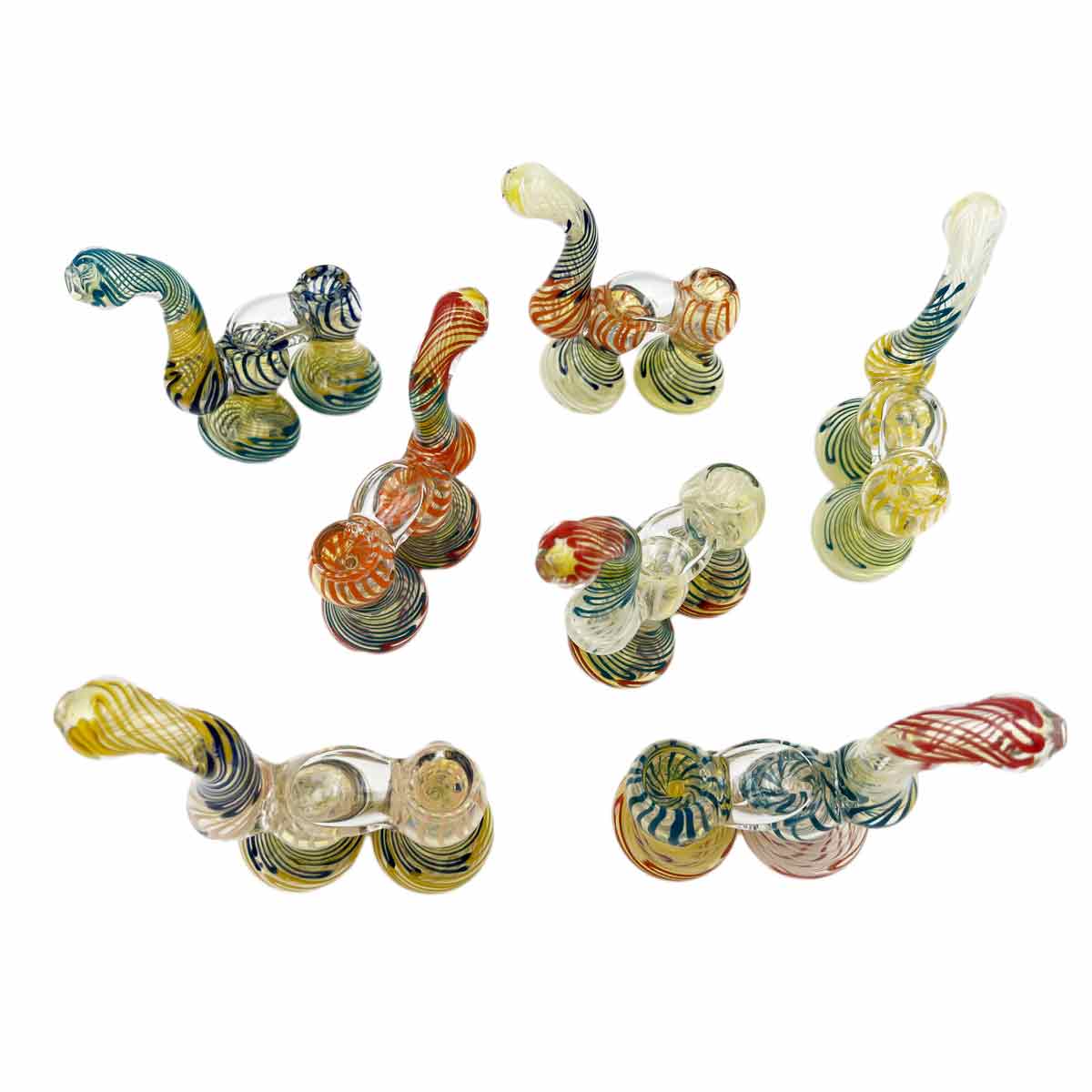 5.5" Inside Out Glass Double Bubbler - Assorted Colors [BUB-G-D1]