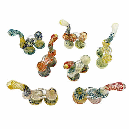 5.5" Inside Out Glass Double Bubbler - Assorted Colors [BUB-G-D1]