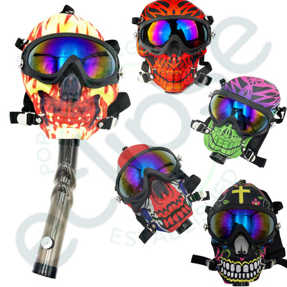 Gas Mask w/ Water Pipe, Goggles, Carrying Bag & Lots of Bling - Assorted Designs [GM-1]