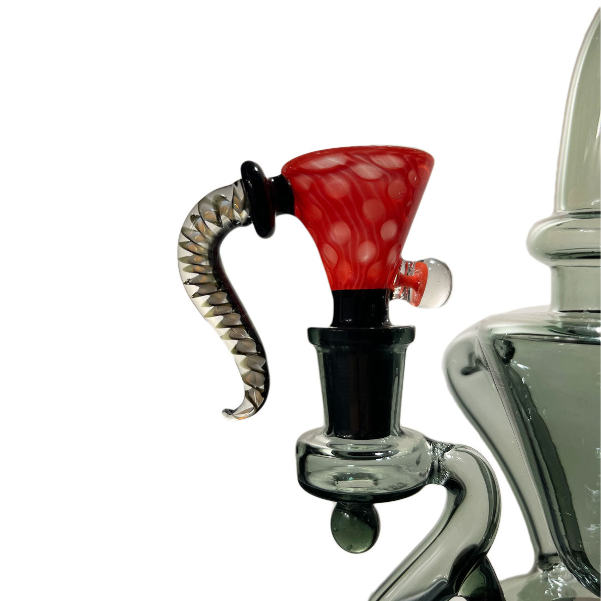 14mm Glass Funnel Bowl w/ Handle & Mushroom Button - Assorted Colors [GB-26]