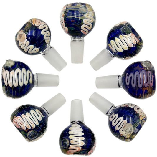 14mm Glass Fumed Inside-Out Bowl w/ Snaking Swirl [GB-32]