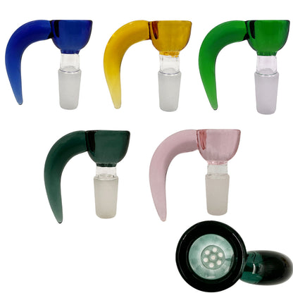 14mm Glass Bowl w/ XL Handle & w/ or w/o Built-In Screen - Assorted Colors [GB-38]