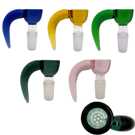 14mm Glass Bowl w/ XL Handle & w/ or w/o Built-In Screen - Assorted Colors [GB-38]