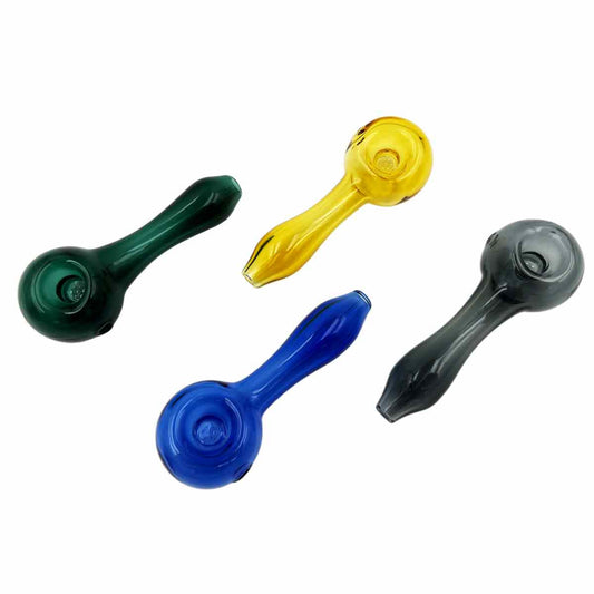 4.75" Glass Spoon Hand Pipe w/ Built-In Screen - Assorted Colors [HP-G-167]