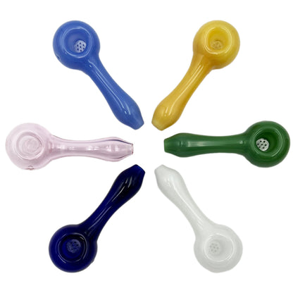 4.75" Glass Spoon Hand Pipe w/ Built-In Screen - Assorted Colors [HP-G-167]