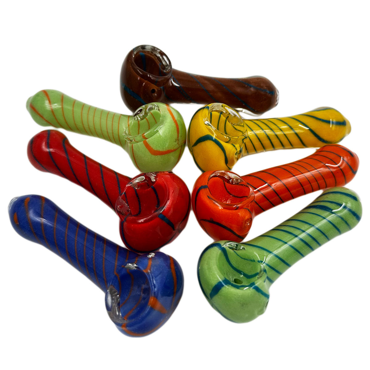 3"- 3.25” Basic Glass Hand Pipes - Assorted Colors  [HP-G-193]