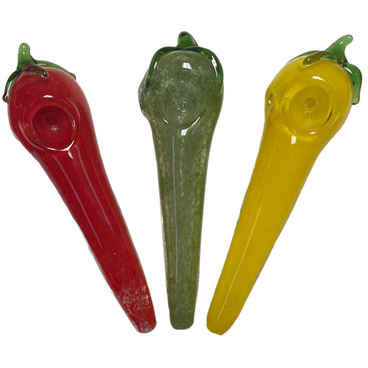 5" Glass Pepper Hand Pipe - Assorted Colors [HP-G-190]