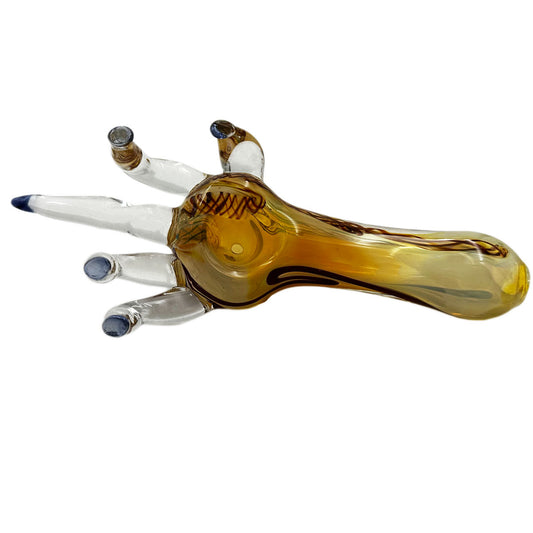 6" Glass Hand Pipe Giving The Bird [HP-G-191B]