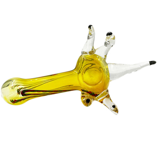 7" to 7 1/4” Glass Hand Pipe Giving The Bird [HP-G-191A]