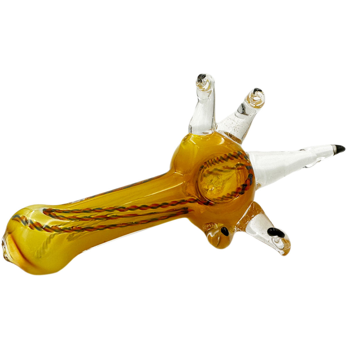 7" to 7 1/4” Glass Hand Pipe Giving The Bird [HP-G-191A]