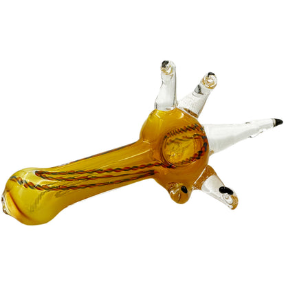 7" to 7 1/4” Glass Hand Pipe Giving The Bird [HP-G-191A]