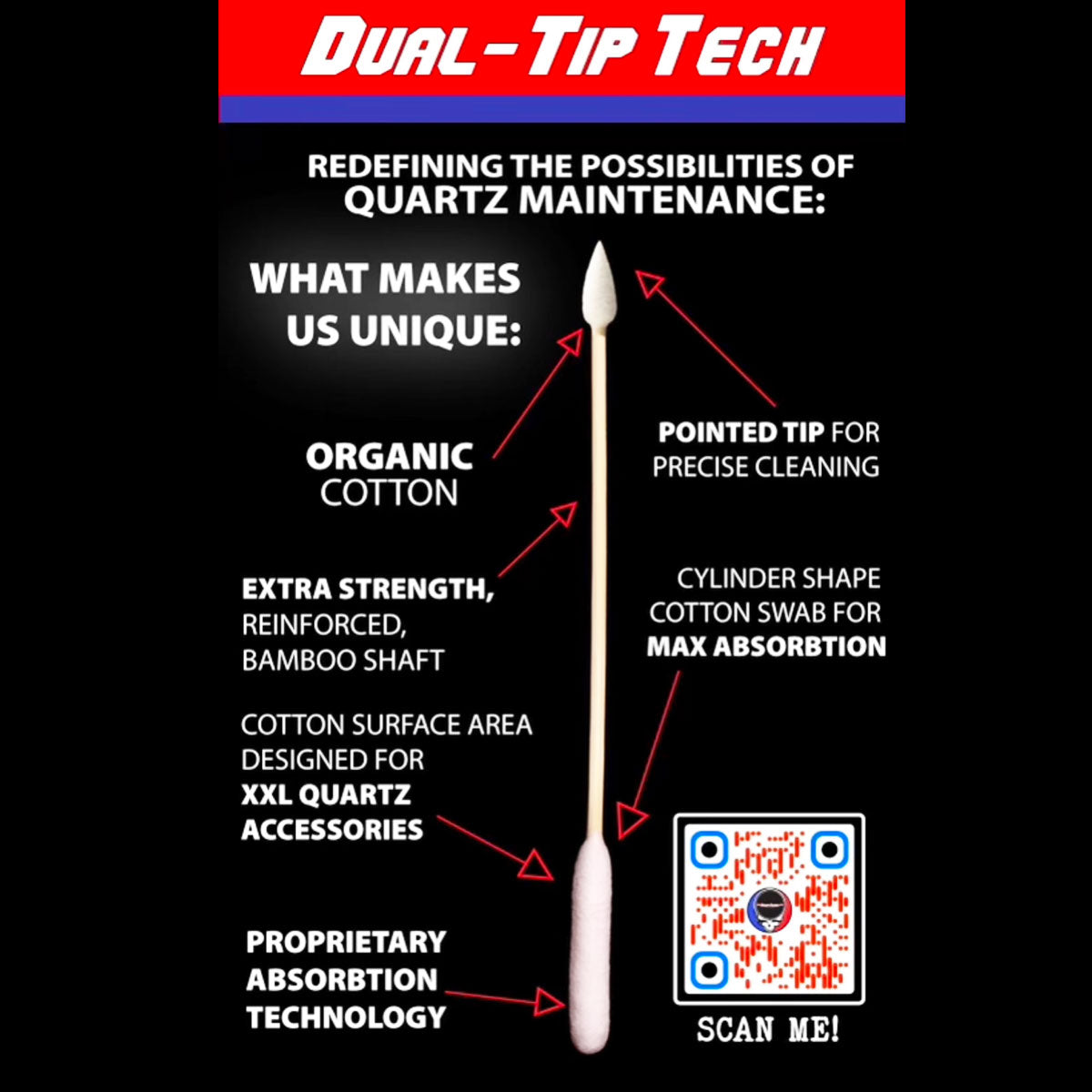 Heady Swabs 6" Dual Tip Tech 50 Count [HS-1A]