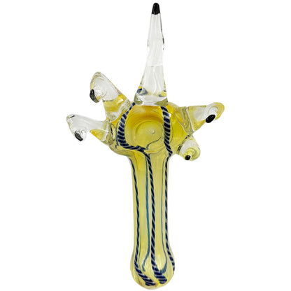 7" to 7 1/4” Glass Hand Pipe Giving The Bird [HP-G-191A]