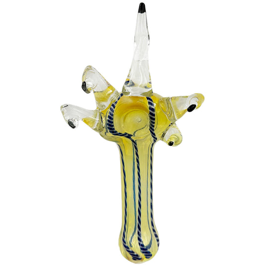 7" to 7 1/4” Glass Hand Pipe Giving The Bird [HP-G-191A]