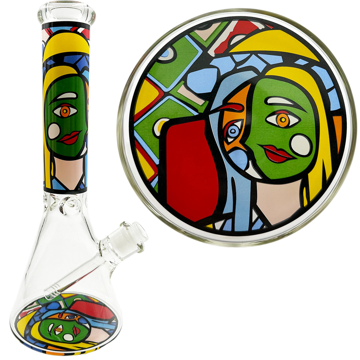 10.5" 5mm Beaker w/ Picasso Lady Designs - Assorted Prints [WP-G-251]