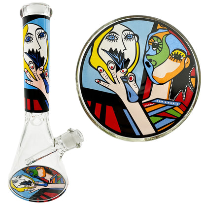 10.5" 5mm Beaker w/ Picasso Lady Designs - Assorted Prints [WP-G-251]