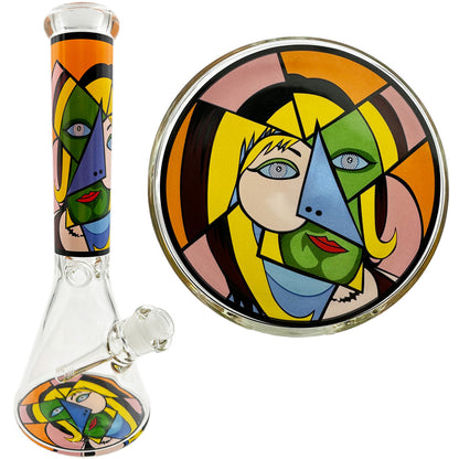 10.5" 5mm Beaker w/ Picasso Lady Designs - Assorted Prints [WP-G-251]