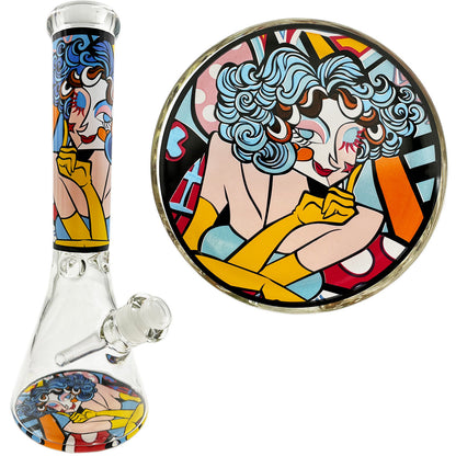 10.5" 5mm Beaker w/ Picasso Lady Designs - Assorted Prints [WP-G-251]