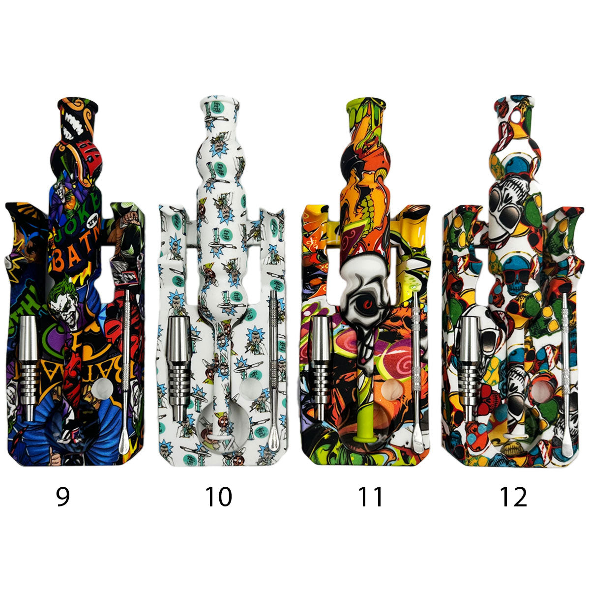 10" 14mm Silicone Nectar Collector Set - Gift Box - Assorted Prints [NC-S-14B]