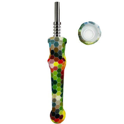 7.5" Sil. Nectar Collector Straw w/ 14mm Nail & Dab Dish - Now Over 20 Prints! [NC-S-7B]